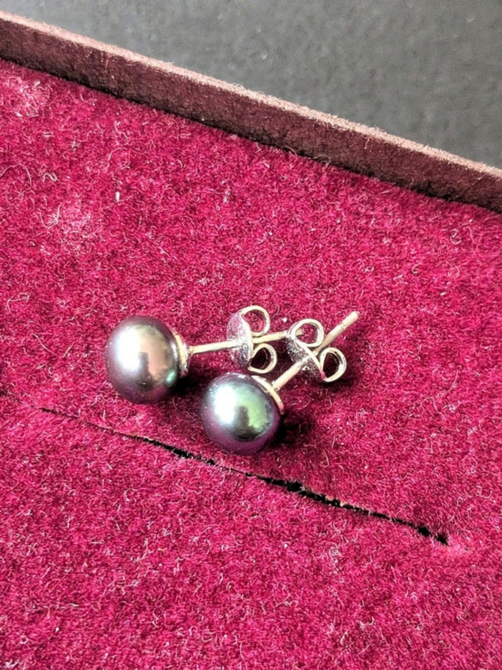 10K Gold Plated Dark Pearl Studs • As-Is / Flawed Post